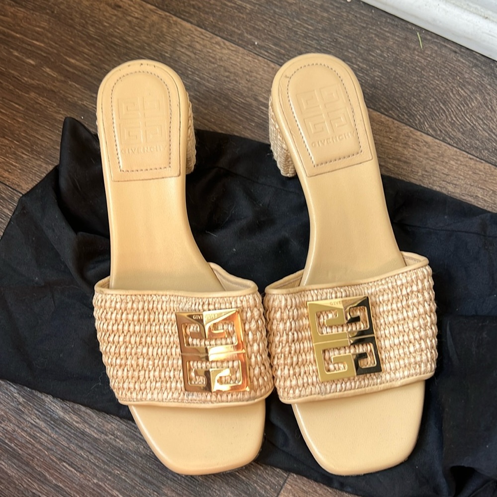 Givenchy Heeled Straw Slides